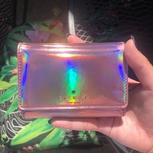 Pink Holographic Kate Spade Keychain Wallet